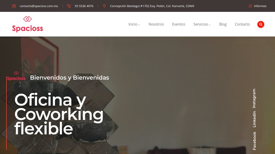 Sitio web de Spacioss Coworking